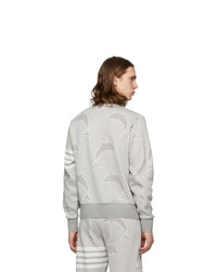 Thom Browne Grey Cotton Dolphin Icon 4 Bar Sweatshirt