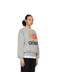 ARIES Grey New Balance Edition Logo Sweatshirt