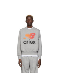 Aries Grey New Balance Edition Logo Sweatshirt