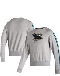 adidas Heathered Gray San Jose Sharks Team Classics Vintage Pullover Sweatshirt In Heather Gray At Nordstrom
