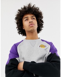 Mitchell & Ness La Lakers Cut And Sew Crew Neck Sweatshirt In Grey