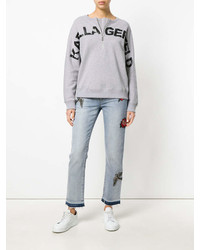 Karl Lagerfeld Logo Print Zip Sweatshirt