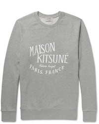 MAISON KITSUNÉ Maison Kitsun Printed Mlange Loopback Cotton Jersey Sweatshirt