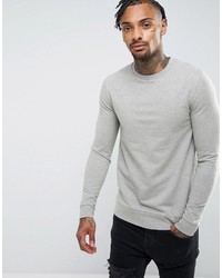 Asos Muscle Sweatshirt With Back Print In Gray Marl