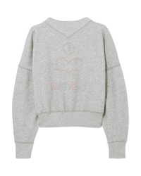 Isabel Marant Etoile Odilon Embroidered Cotton Blend Jersey Sweatshirt