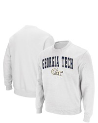 Colosseum White Tech Yellow Jackets Arch Logo Tackle Twill Pullover Sweatshirt