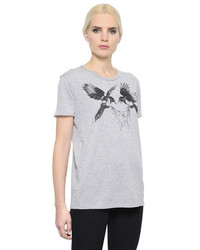 Alexander McQueen Birds Pearls Printed Jersey T Shirt