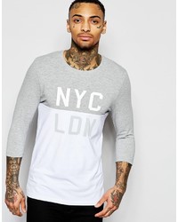 Asos Brand Muscle 34 Sleeve T Shirt With Cut Sew Nyc Ldn Print