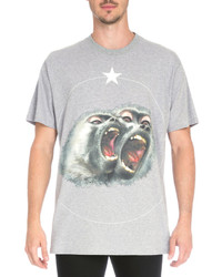 Givenchy Columbian Monkey Print Jersey T Shirt Gray