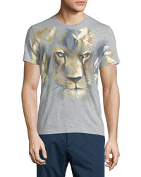 Etro Lion Face Print Short Sleeve T Shirt Gray