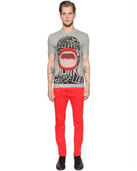 DSQUARED2 Printed Distressed Cotton Jersey T Shirt