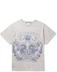 Gucci Printed Mlange Linen Jersey T Shirt