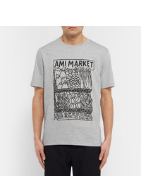 Ami Slim Fit Printed Cotton Jersey T Shirt