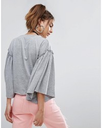 Asos T Shirt With Flare Ruffle Sleeve Front Print