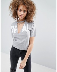 Asos T Shirt With Real Print And Cut Out