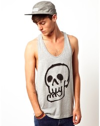 Asos Tank With Skull Print And Extreme Racer Back