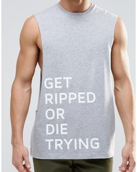 Asos Brand Sleeveless T Shirt With Get Ripped Print
