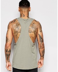 Asos Brand Tank With Photo Print And Extreme Racer Back
