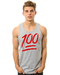 Klp The Keep It 100 Emoticon Tank Top In Heather Grey