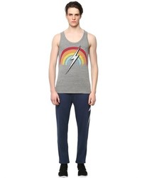 Lightning Bolt Rainbow Printed Cotton Blend Tank Top