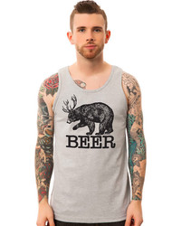 Local Celebrity X Plndr The Beer Bear Tank Top In Heather Gray