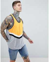 ASOS DESIGN Oversized Longline Vest With Chevron Colour Block And Monochrome Tipping In Yellow