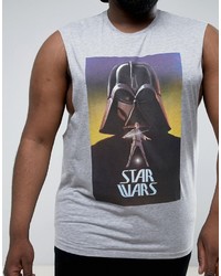 Asos Plus Star Wars Sleeveless T Shirt With Dropped Armhole And Darth Vader Print