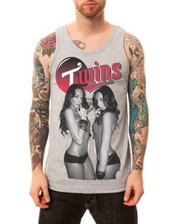 Tits The Twins Tank Top In Heather Gray