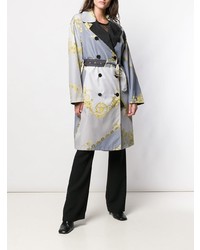 Versace Collection Baroque Print Reversible Trench Coat