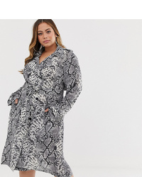 PrettyLittleThing Plus Trench Coat In Snake