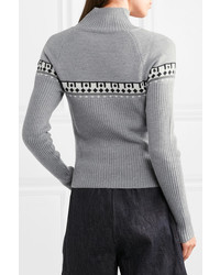 Tomas Maier Eyelet Embellished Intarsia Merino Wool Turtleneck Sweater