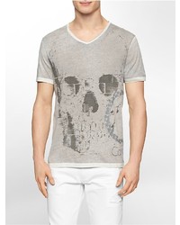 Calvin Klein Abstract Skull Print V Neck T Shirt