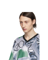Kenzo Grey And Green Loose Fiting Sportswear T Shirt