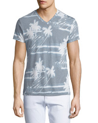 Sol Angeles Palm Breeze V Neck Graphic T Shirt Light Gray