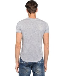DSquared Ripped Cotton Blend Jersey T Shirt