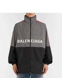 Balenciaga Oversized Striped Logo Print Ripstop And Shell Jacket