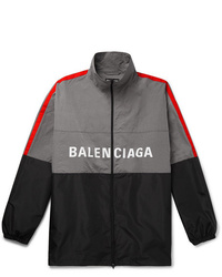 Balenciaga Oversized Striped Logo Print Ripstop And Shell Jacket