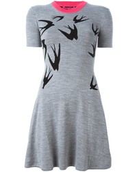 Grey Print Wool Dress
