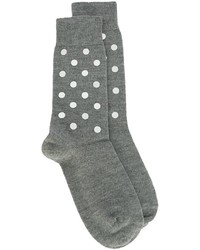 Grey Print Wool Socks