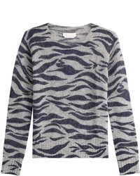 Grey Print Wool Sweater