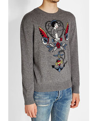 Valentino Printed Virgin Wool Pullover With Cashmere