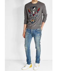 Valentino Printed Virgin Wool Pullover With Cashmere