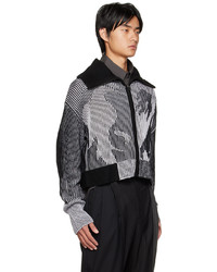 Feng Chen Wang Gray Graphic Zip Sweater
