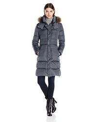 ADD Down Belted Down Coat With Fur Trim Hood