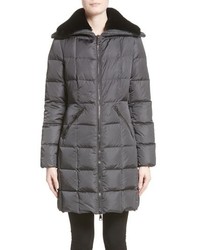 Moncler Davidia Quilted Down Coat With Removable Genuine Lamb Fur Collar