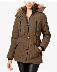 GUESS Faux Fur Trim Hooded Puffer Coat Only At Macys