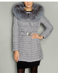 The Fur Vault Fox Fur Trim Hooded Puffer Coat