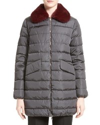 Moncler Indis Water Resistant Down Puffer Coat With Removable Genuine Mink Collar