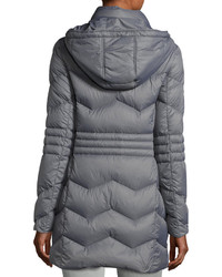 French Connection Quilted Puffer Hooded Coat Gray
