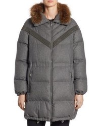 Brunello Cucinelli Reversible Fox Fur Flannel Puffer Coat